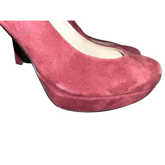 Michael Kors Platform Heals Womens 6M Used Burgundy Suede Heels - Picture 7 of 16